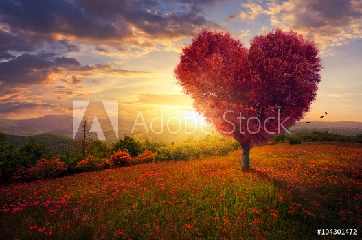 Picture of Red heart shaped tree